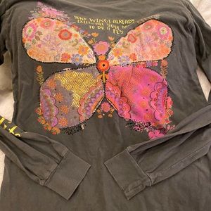 Natural Life brown butterfly shirt. S